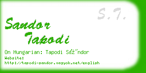 sandor tapodi business card